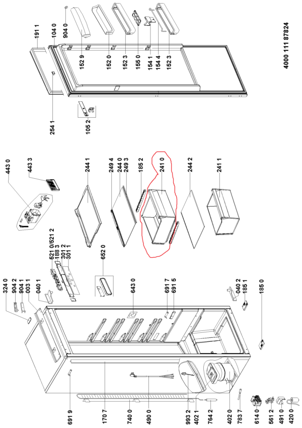 Šaldytuvo WHIRLPOOL, IKEA daržovių/vaisių stalčius, 435x390x195mm,orig. Держатели для бытовых холодильников, выдвижных ящиков, полок и других пластиковых деталей