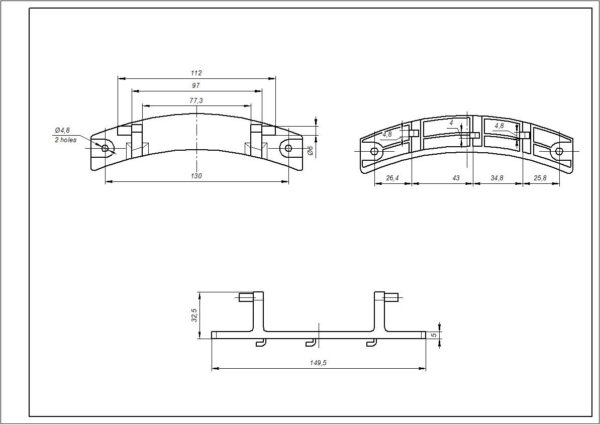 Durų vyris SAMSUNG, visas ilgis 149mm, tarp fiksavimo skylių — 129mm Дверные петли стиральной машины