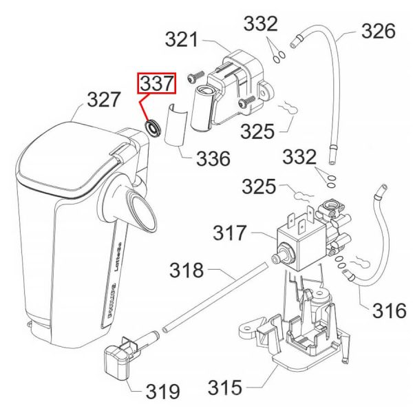 Kavos aparato DELONGHI,SAECO pieno konteinerio prijungimo tarpinė, EP2035, EP2231, EP3241, EP3243, EP3246 modeliams.1vnt Прокладки, шланги и трубки для кофемашин