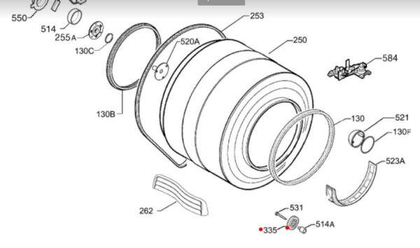 Džiovyklės AEG, ELECTROLUX, ZANUSSI būgno ratukas / laikiklis su guoliu (6000ZZ), išorės Ø71mm, orig. Двигатели сушилок, ручки, дверные петли, фильтры, различные другие детали