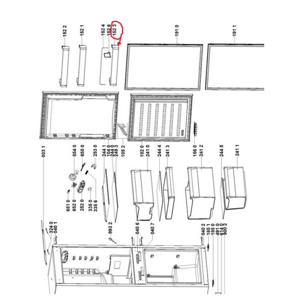 Šaldytuvo WHIRLPOOL / INDESIT durų apatinė lentyna, 445x105x70mm Держатели для бытовых холодильников, выдвижных ящиков, полок и других пластиковых деталей