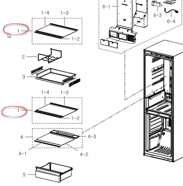 Šaldytuvo SAMSUNG stiklinė lentyna (500x355mm),orig. Держатели для бытовых холодильников, выдвижных ящиков, полок и других пластиковых деталей