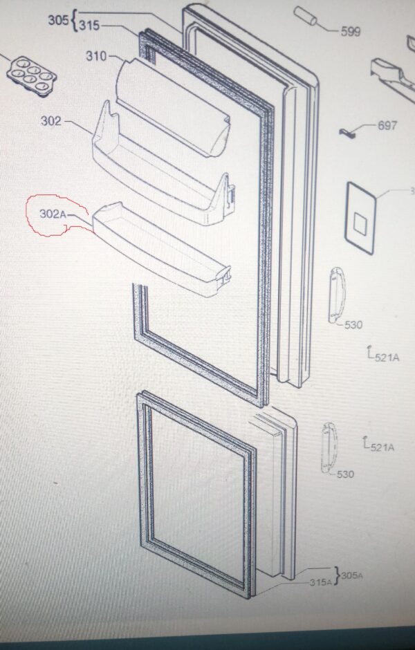 Šaldytuvo AEG, ELECTROLUX vidurinė,apatinė durų lentynėlė 480.4×110 мм,orig. Держатели для бытовых холодильников, выдвижных ящиков, полок и других пластиковых деталей