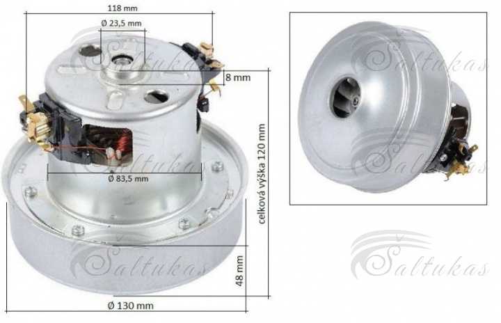 Dulkių siurblio variklis  AEG, ELECTROLUX, ZANUSSI, 1600W, H=120mm, h=50mm, Ø130mm Двигатели пылесосов, аккумуляторы, зарядные устройства