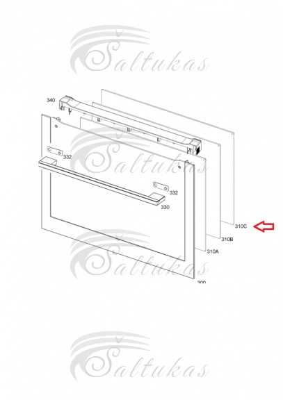 Orkaitės ELECTROLUX / AEG durų vidinis stiklas, 524x402mm Остекление дверцы духового шкафа, стеклокерамические поверхности варочной панели