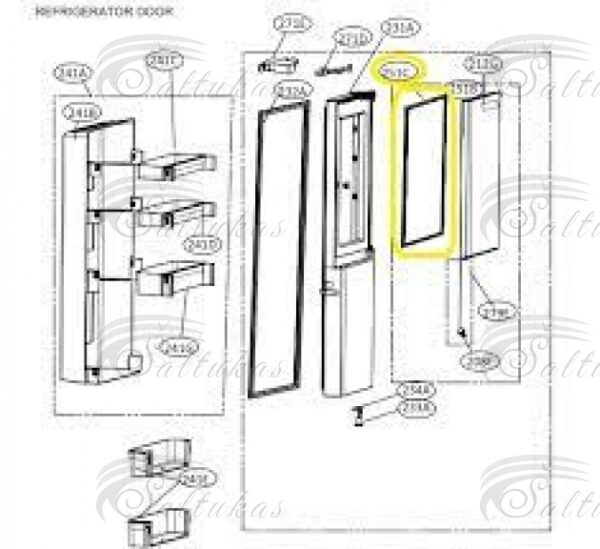 Šaldytuvo LG,GSJ761SWXZ.ASWQEUR,LG GS-B680PL LG GS-L668PL LG GS-L668PNL GS-B680DSLE (GC-B247KQDV.ADSRGAP) GS-B680PL (GC-B247SLUV.APZRGAP) GS-B680WL (GC-B247SVUV.ASWRGAP) GS-L668PL (GC-L247SLUV.APZRGAP) GS-L668PNL (GC-L247SLLV.APZRGAP) GS-B680DS durų guma Прокладки для дверей холодильников и т.д.