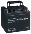 Аккумулятор MP45-12 MULTIPOWER Напряжение: 12 В, Емкость: 45 Ач, Тип: Свинцово-гелевый аккумулятор, Химия: Свинцово-кислотный аккумулятор (Pb), Перезаряжаемый Силиконовые клеи, изоляция, аккумуляторы, батареи, бородатые, эпиляторы и т.д.