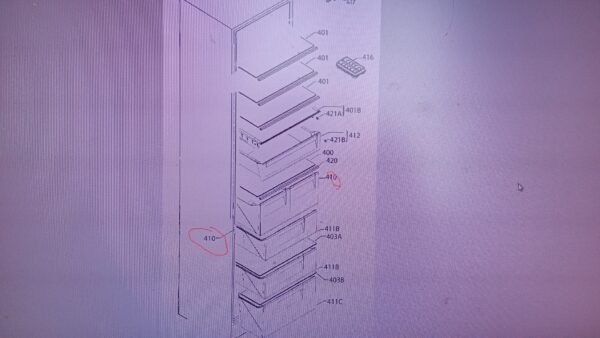 Electrolux AEG ZANUSSI ящик для овощей холодильника 7902,225X222MM,ориг.1шт. Держатели для бытовых холодильников, выдвижных ящиков, полок и других пластиковых деталей