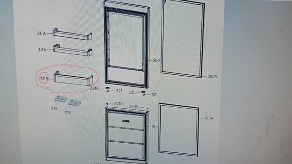 Холодильник ELECTROLUX / AEG,VESTEL нижняя дверца полка.485×124мм Держатели для бытовых холодильников, выдвижных ящиков, полок и других пластиковых деталей