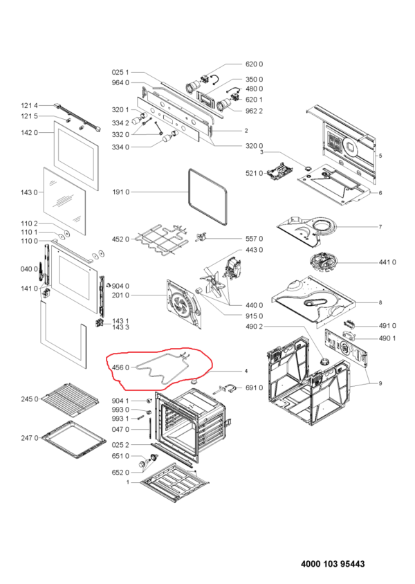 Нагревательный элемент для днища духового шкафа WHIRLPOOL, IGNIS, PHILIPS, BAUKNECHT, IKEA, ALGOR, 1150W, 230V, 430x345mm, ориг. качество Нагревательные элементы для духовых шкафов