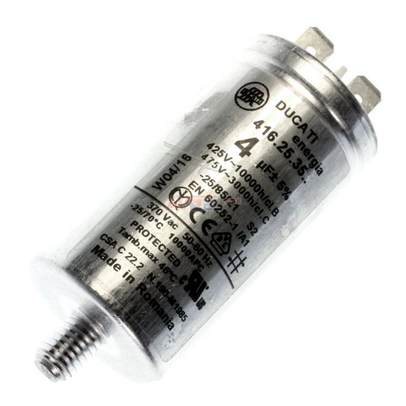 Dishwasher capacitor BEKO,WHIRLPOOL.4,0UF-475V FASTON 6,3MM RUN CAPACITOR Конденсаторы