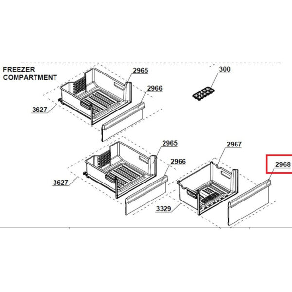 Нижняя панель ящика морозильной камеры холодильника BEKO/GRUNDIG/ARCELIK, 44 см x 22 см, ориг. Держатели для бытовых холодильников, выдвижных ящиков, полок и других пластиковых деталей