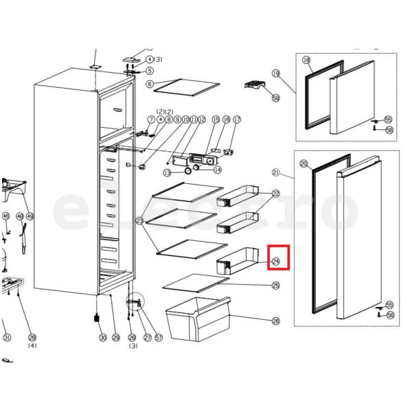 Šaldytuvo HISENSE/GORENJE,AMICA apatinė durų lentynėlė, 440X96X90 mm,orig.LOWER COVER PART B05111597 I46 Держатели для бытовых холодильников, выдвижных ящиков, полок и других пластиковых деталей