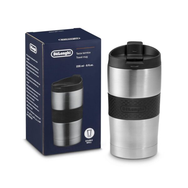 Kavos aparato DELONGHI indas. DLSC074 DOUBLE WALL STAINLESS STEEL TRAVEL MUG, 235 ML Фильтры, сита и баки для кофемашин (молочные, водяные и другие)