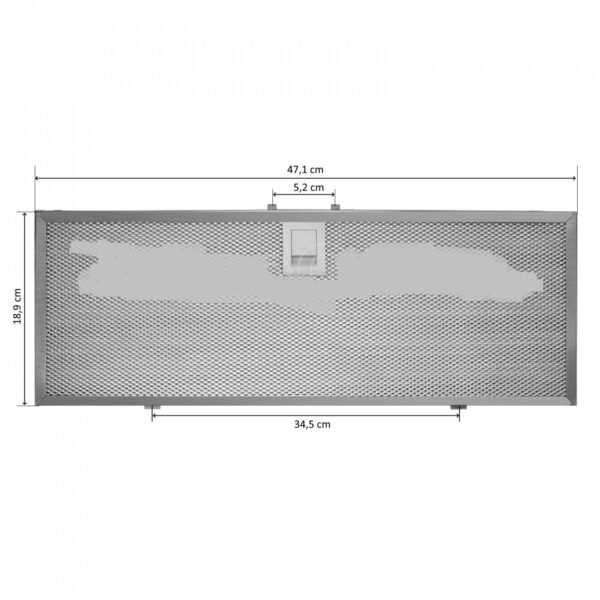 Gartraukio 133.0599.405 FABER metalinis filtras. GREASE FILTER 471X189.5 (21″) Фильтры капота двигателей и других деталей