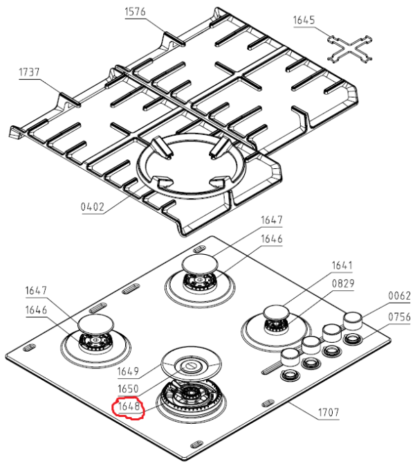 Dujinės viryklės HISENSE/GORENJE degiklis. BURNER CROWN DCC SABAF D3868 Горелки для газовых плит