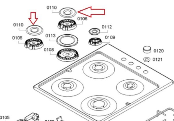 Viryklės BOSCH/SIEMENS degiklio dangtelis vidurinis,diametras 69mm,1vnt,orig. Горелки для газовых плит
