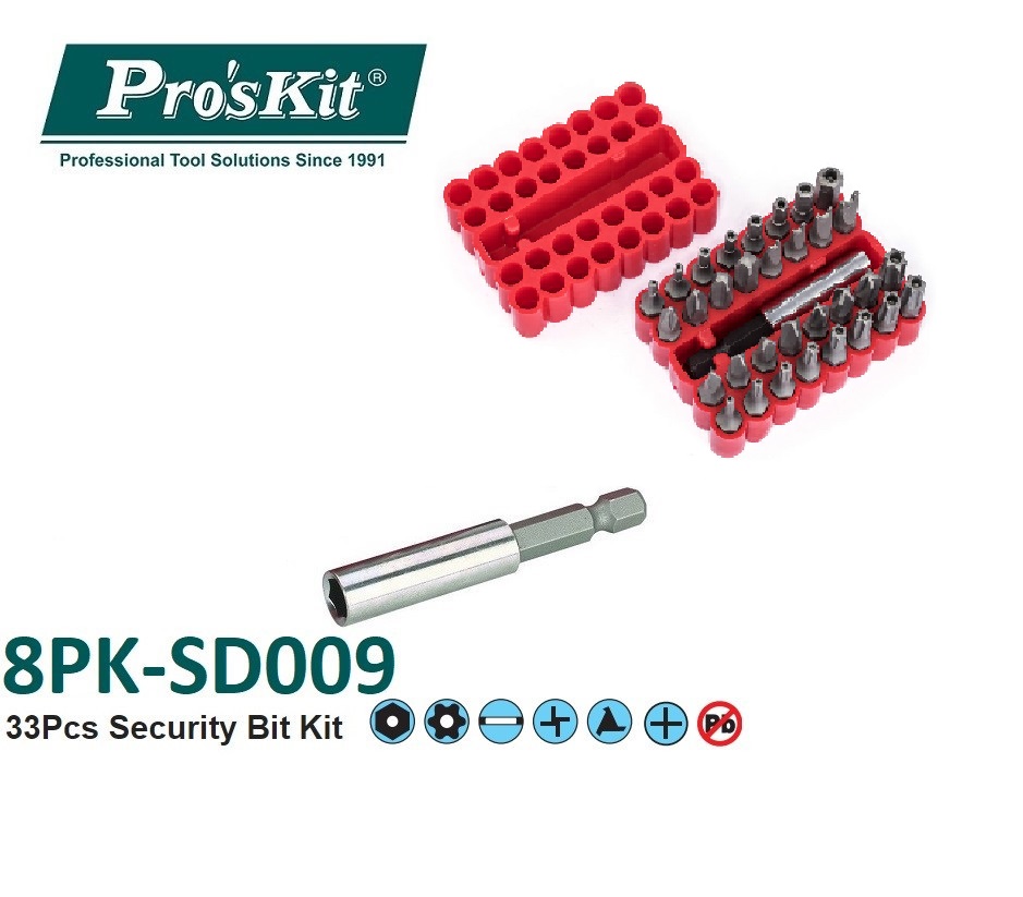 ProsKit Proskit 8PK-SD009, 33 dalių 33 colių atsuktuvų rinkinys, atsuktuvų antgalių rinkinys Torx Hex Инструменты и другое оборудование