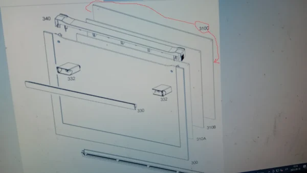 Orkaitės AEG, ELECTROLUX, ZANUSSI, FAURE vidinis durų stiklas, 489x402mm, be pirolizės funkcijos, orig. — изображение 3
