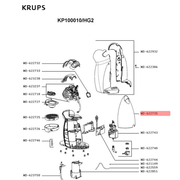 Vandens talpa kapsuliniam kavos aparatui DeLonghi, Krups Dolce Gusto Piccolo,originalas . — изображение 5