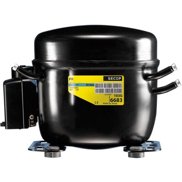 Kompresorius SECOP / DANFOSS, FR11G, 11,15 cm³, R134A, LBP/HBP (-30ºC iki 5ºC), prie -25ºC - 170W, prie 5ºC - 780W (kond. temp 45°C)
