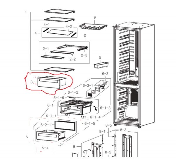 Šaldytuvo SAMSUNG,vidurinis daržovių stalčius,orig. — изображение 2