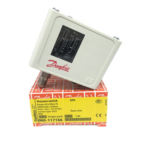 Slėgio relė KP5 Danfoss, įėjimas 1/4" SAE (060-117166, 060-509666), aukšto slėgio jungiklis, diapazonas 8/32bar — изображение 2