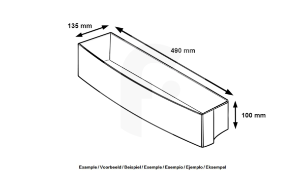 Šaldytuvo ARCELIK / BEKO / BLOMBERG apatinė durų lentyna, 490x135x10mm,100 MM DOOR SHELF_60CM_TRANPARENT — изображение 5