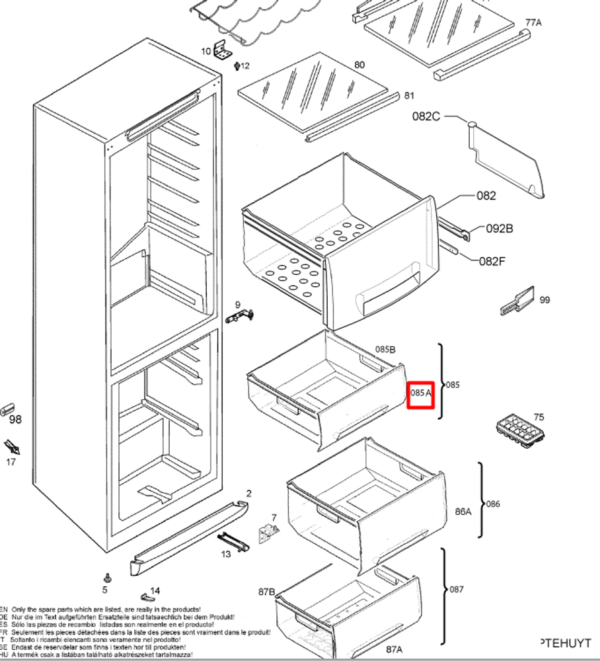Šaldytuvo AEG, ELECTROLUX, ZANUSSI šaldiklio viršutinio stalčiaus priekinis skydelis (dangtelis), 435x153mm, orig. — изображение 2