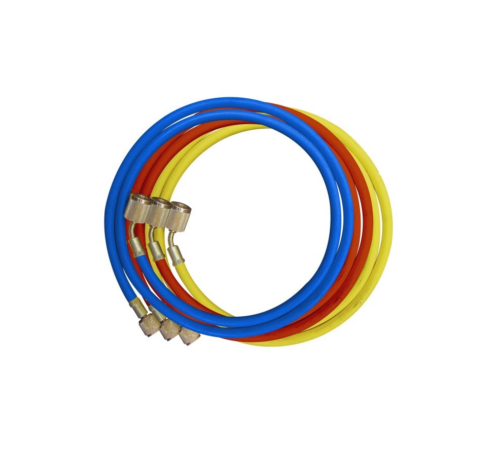 3 — šlangutės(raudona, geltona, mėlina) 1/4, 150 cm 56 Bar nailoninės, su nuspaudėju Заправочные шланги