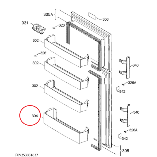 Šaldytuvo AEG, ELECTROLUX apatinė durų lentynėlė,orig. 7902, 435х110х97 мм, — изображение 3