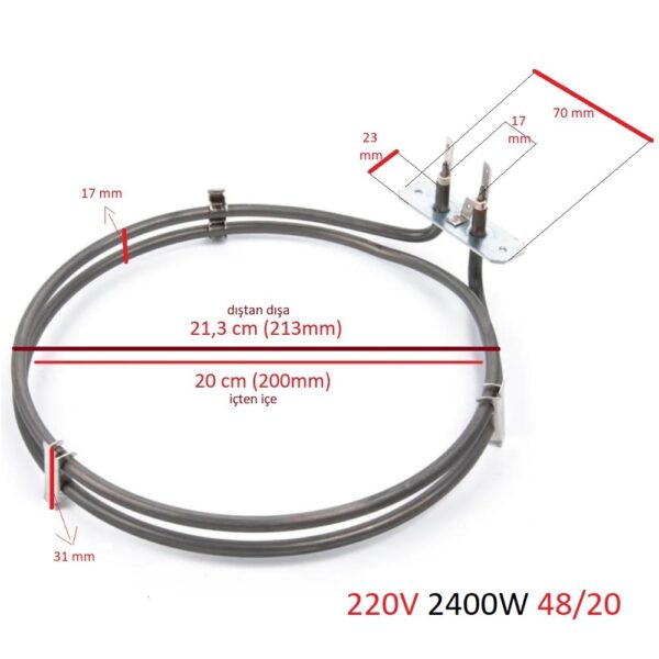 Kaitinimo elementas el. viryklei BEKO, BLOMBERG, FLAVEL, LEISURE, NEW WORLD, Ø205mm, 1800W orig. — изображение 2