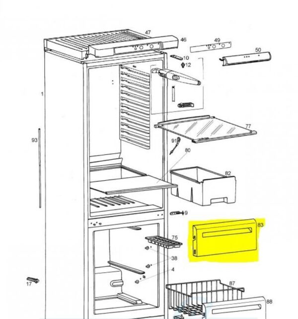 Šaldytuvo AEG, ELECTROLUX, ZANUSSI, PRIVILEG, stalčiaus priekinė dalis (šaldiklio skyriaus), 445x200mm,orig. — изображение 4