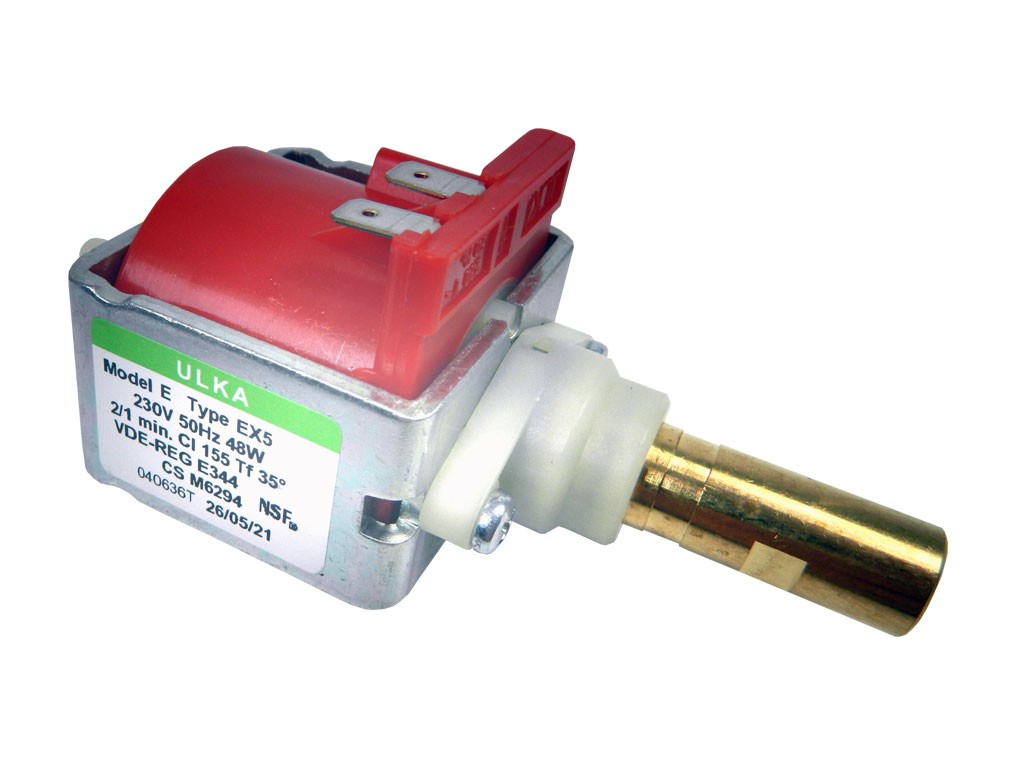 Vandens siurblys kavos aparatui ULKA, type EX5GW, 48W, 230V, 650cc/min, maksimalus slėgis 15 bar, SAECO, LAVAZZA, NECTA, PHILIPS, RANCILIO, BEZZERA, ROCKET Клапаны, прессы, соединители, датчики давления, муфты и другие детали кофемашин