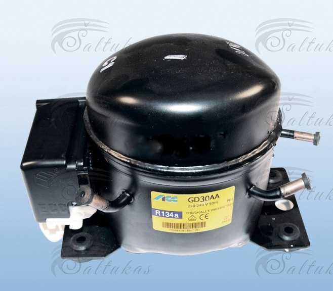 ACC Electrolux GD30AA, 1/12HP, LBP — R134a, 240V, 50Hz, prie -10°C —  116W, prie -25°C — 52W, (nuo -10°C iki -35°C) Компрессоры для бытовых холодильников