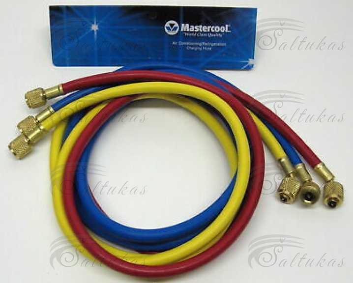 Užpildymo žarnelių komplektas R134a, 1/4″, 3 x 0,9 m (36″) MASTERCOOL , Raudona, Geltona, Mėlyna Заправочные шланги