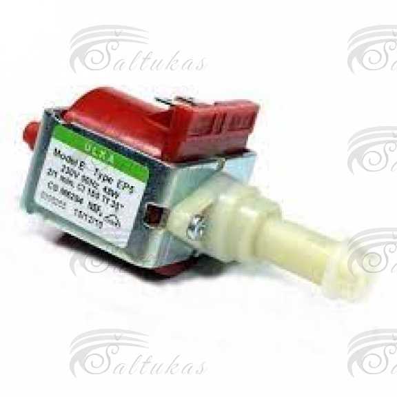 Vandens siurblys kavos aparatui SAECO, KRUPS, DELONGHI, JURA, AEG, ELECTROLUX, ASTORIA, SILVIA, BRICCOLETTA, GAGGIA, GIOTTO, CAPRESSO, LA PAVONI,SMEG,BFC, ISOMAC, ECM, VIBIEMME, QUICKMILL, ROCKET, RANCILIO, type ULKA EP 5, 15bar, 650сm3/min, 48W, 230V, 50Hz, 2/1min, Клапаны, прессы, соединители, датчики давления, муфты и другие детали кофемашин