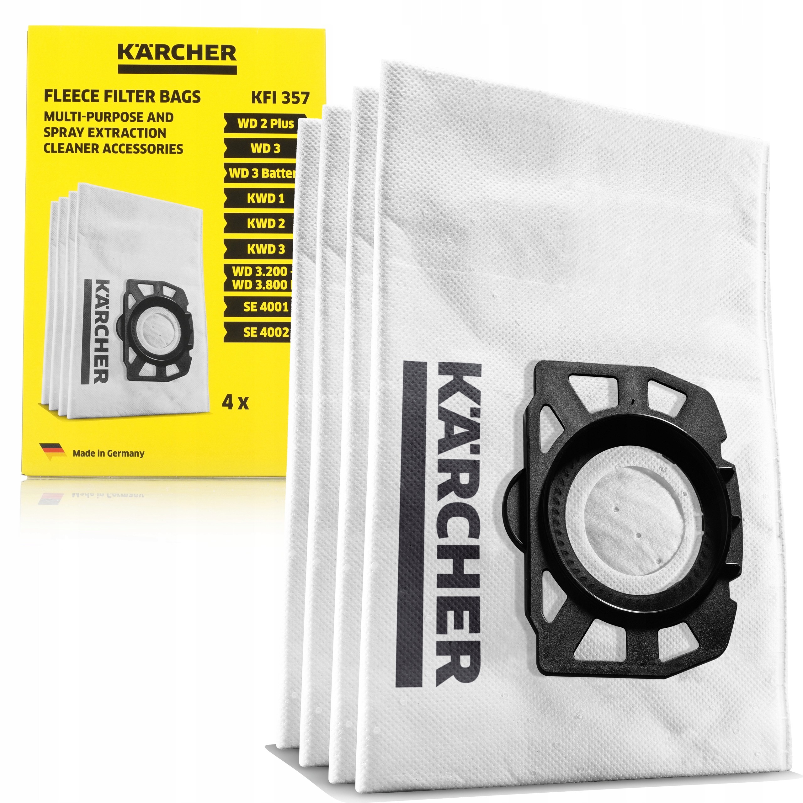 Пылесос KÄRCHER мешки 4шт. ФИЛЬТР-МЕШКИ ИЗ ФЛИСА 4 ШТ., ОРИГ. Щетки, шланги, гепафильтры и мешки для пылесосов