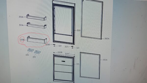 Холодильник ELECTROLUX / AEG,VESTEL нижняя дверца полка.485x124мм — изображение 2