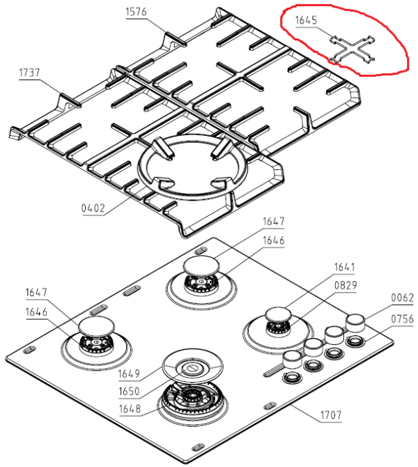 Dujinės viryklės HISENSE/GORENJE grotelės. REDUCING PAN GRID SUPPORT 130MM — изображение 2