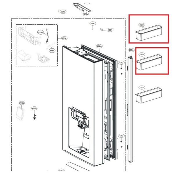 Šaldytuvo LG durų lentyna.Door Fridge Door Basket 32cm. — изображение 2