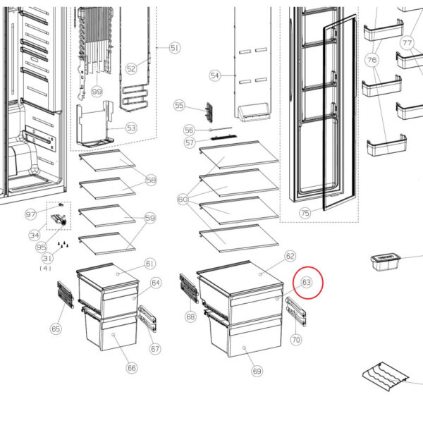 Šaldytuvo HISENSE/GORENJE viršutinis stalčius — изображение 2