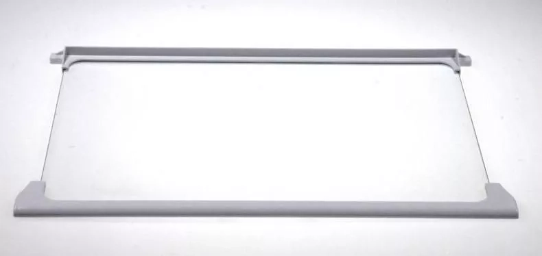 Šaldytuvo BEKO, BLOMBERG stiklinė lentyna su laikikliais, 451×303 mm išoriniai matmenys (415×293 mm — paties stiklo), orig. Держатели для бытовых холодильников, выдвижных ящиков, полок и других пластиковых деталей