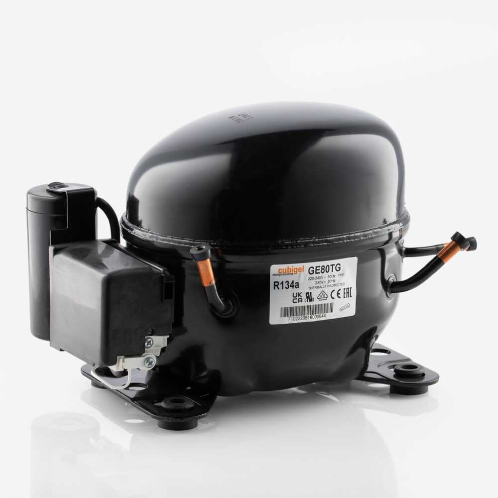 Kompresorius GE80TG CUBIGEL, HUAYI, HMBP-R134a, 220-240V, 1/4HP, 50/60Hz, -15ºC — 329W Компрессоры для автомобильных холодильников